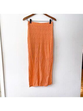 House of Harlow Orange Crochet Midi Skirt, Size Small